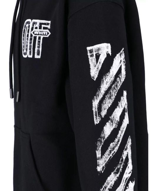 Off-White c/o Virgil Abloh Black Hooded Sweatshirt Drawstring Hood Kangaroo Pocket for men