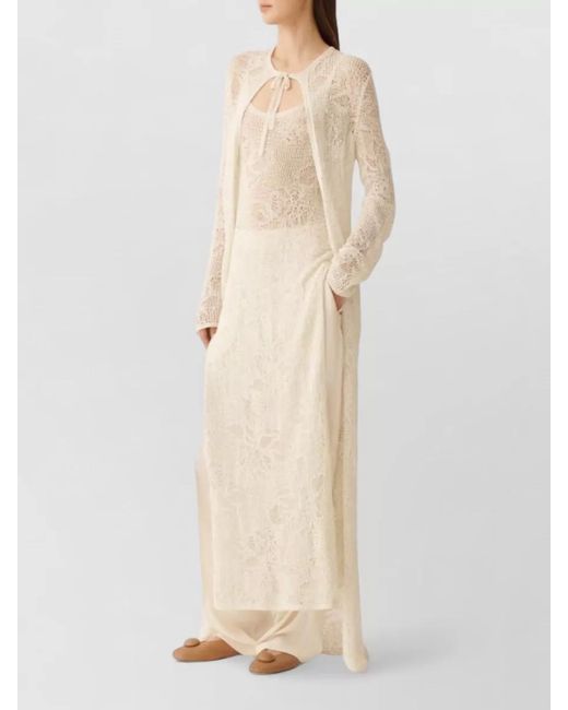 Fabiana Filippi White Crochet Maxi Dress Open Knit Scoop Neckline