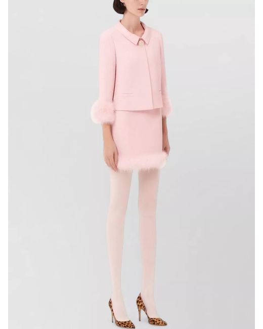 Valentino Pink Feather-Trim Mini Skirt