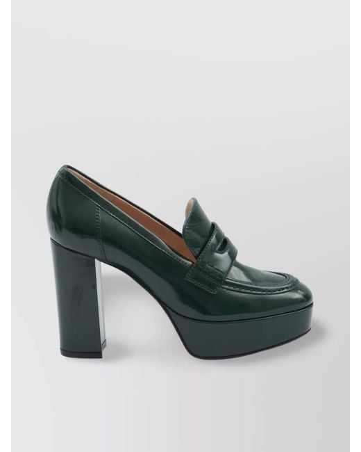 Gianvito Rossi Green Loafer Block Heel Platform Sole