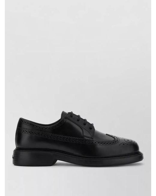Hogan Black H704 Brushed Leather Derby Brogues for men