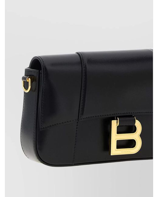 Balenciaga Black Hourglass Small Leather Shoulder Bag