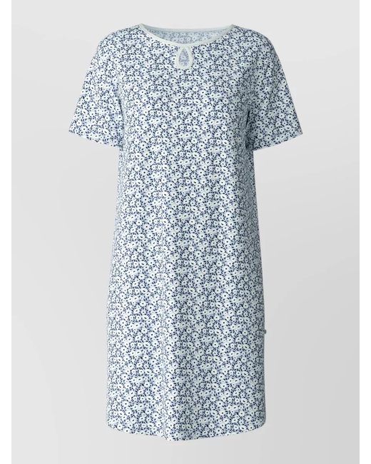 Calida Blue Short Sleeve Keyhole Neckline Nightdress