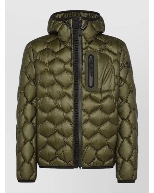 Peuterey Green Hooded Jacket Chest Pocket Quilted Design for men
