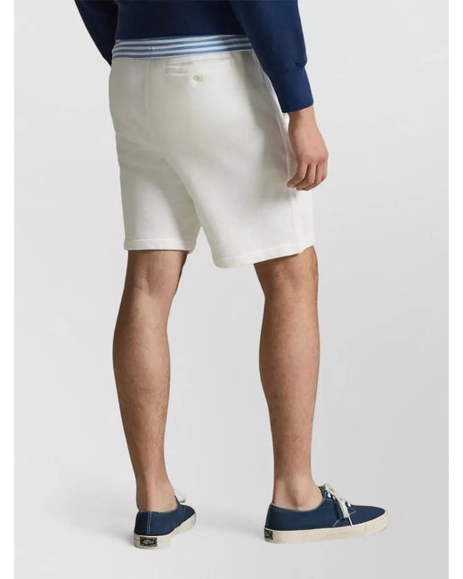 Polo Ralph Lauren White Fleece Shorts Side Pockets Back Pocket for men