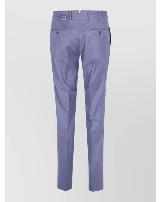 Incotex Blue Regular Chino Trousers Belt Loops Back Pockets for men
