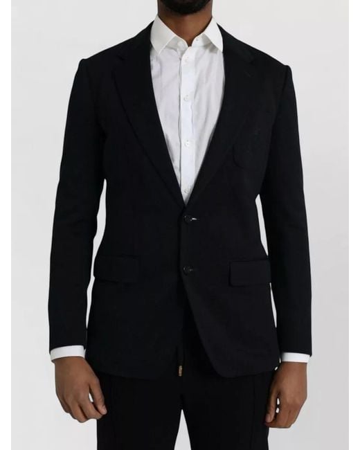 Dolce & Gabbana Blue Wool Notch Lapel Single Breasted Blazer for men