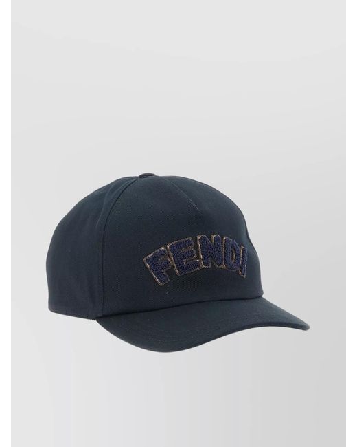 Fendi Blue Cotton Baseball Cap for men