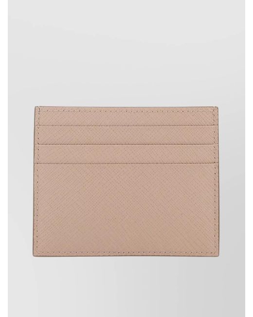Prada Natural Leather Card Holder Central Slit