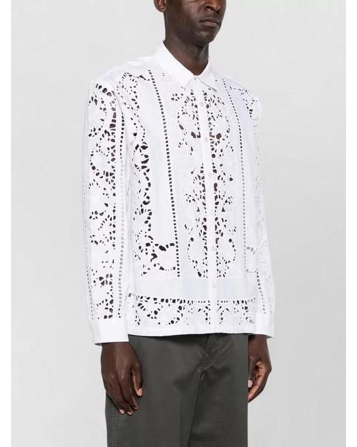 BAZISZT White Embroidered Shirt for men