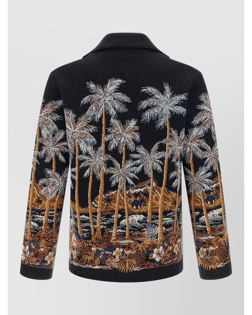 Alanui Black Diamond Head Tropical Knit Overshirt for men