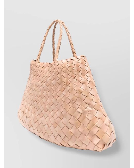 Dragon Diffusion Natural Santa Croce Small Leather Tote Bag