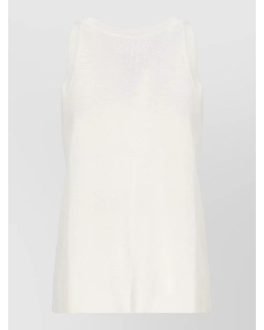 Loulou de Saison Black Round Neck Textured Knit Sleeveless Top