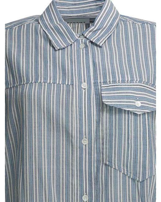 Isabel Marant Blue Striped Shirt Dress Long Sleeves Pocket