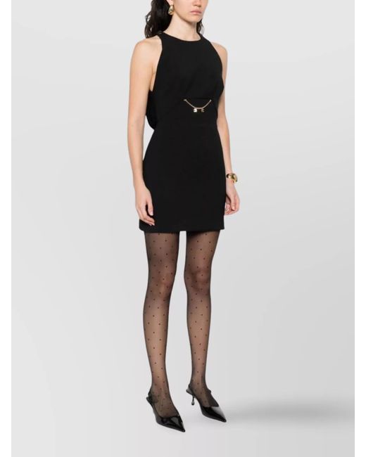 Elisabetta Franchi Black Sleeveless Chain-Embellished Midi Dress