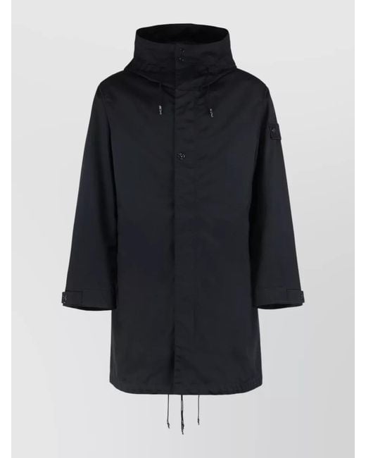 Stone Island Blue Wool Twill Hooded Parka for men