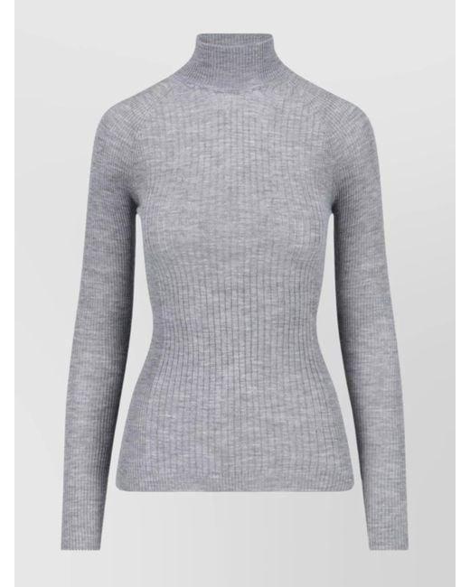 Sa Su Phi Gray Long Sleeve Mock Neck Knitwear Top