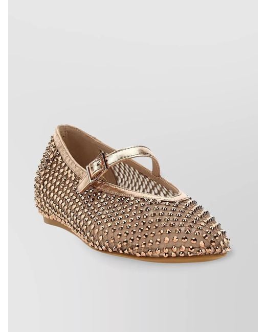 Le Silla Multicolor Embellished Mesh Ballerina Shoes