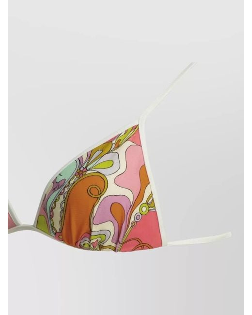 Emilio Pucci Multicolor Orchidee Triangle Bikini Top Adjustable Straps