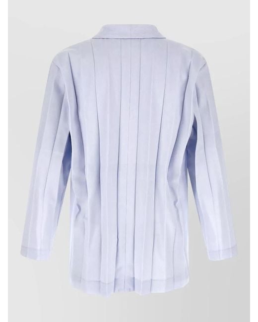 Homme Plissé Issey Miyake Blue Tailored Blazer Pleated Design Notched Lapel for men