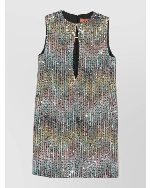 Missoni Gray Sequin Dress Sleeveless Keyhole Neckline Knee Length