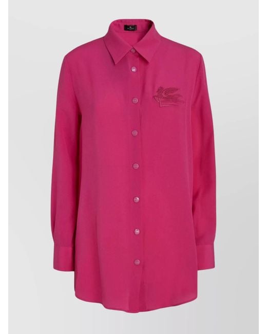 Etro Pink Silk Crepe De Chine Shirt