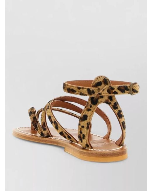 K. Jacques Brown Epicure Ankle Strap Flat Sandals Leopard