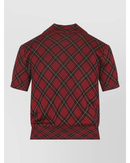 McQueen Red Checked Ribbed Short-Sleeve Polo Top