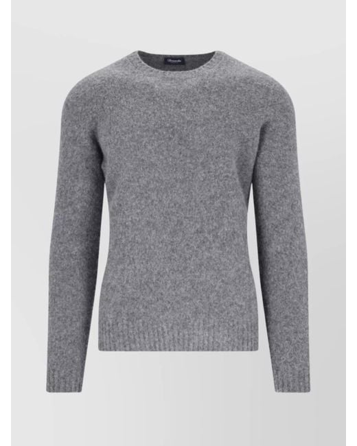 Drumohr Gray Lambswool Crewneck Jumper for men
