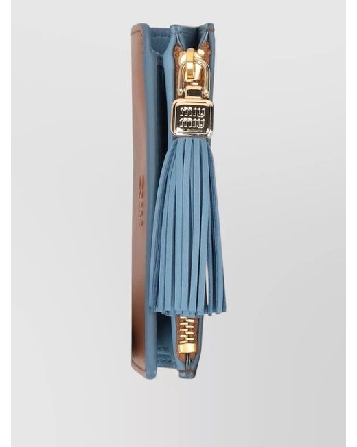 Miu Miu White Soft Calf Wallet Charm Tassel Detail