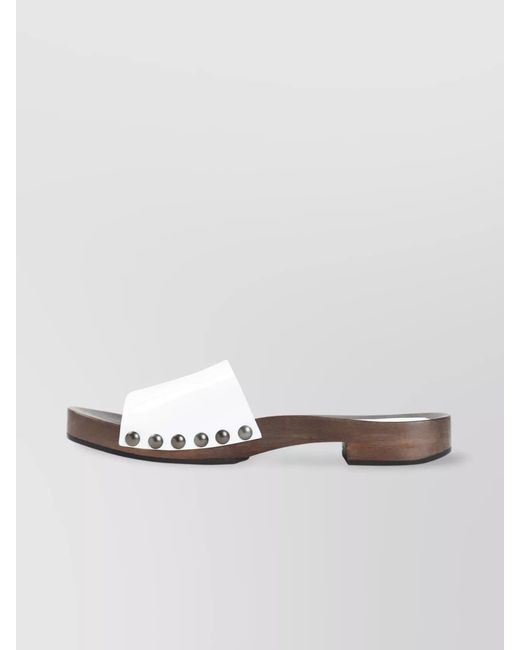 Miu Miu White Leather Clogs