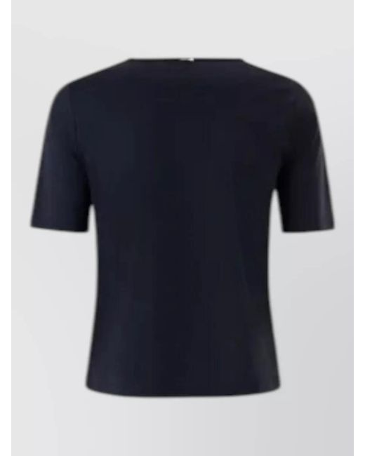 Herno Blue Crew Neck T Shirt Button Detail