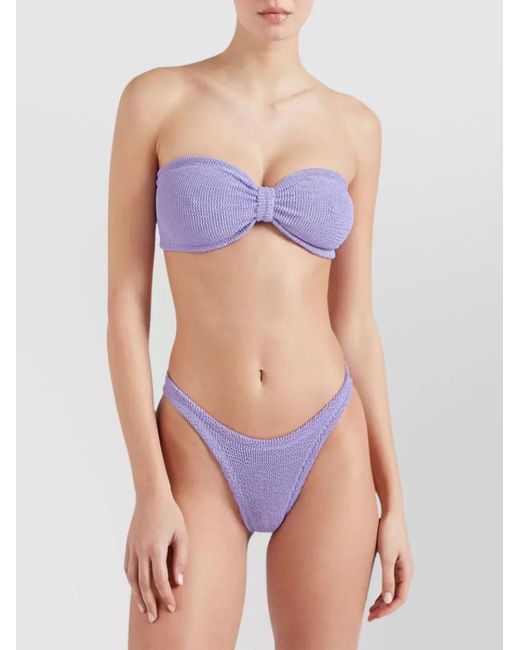 Hunza G Purple Wrinkled Effect Strapless Bandeau Bikini Set
