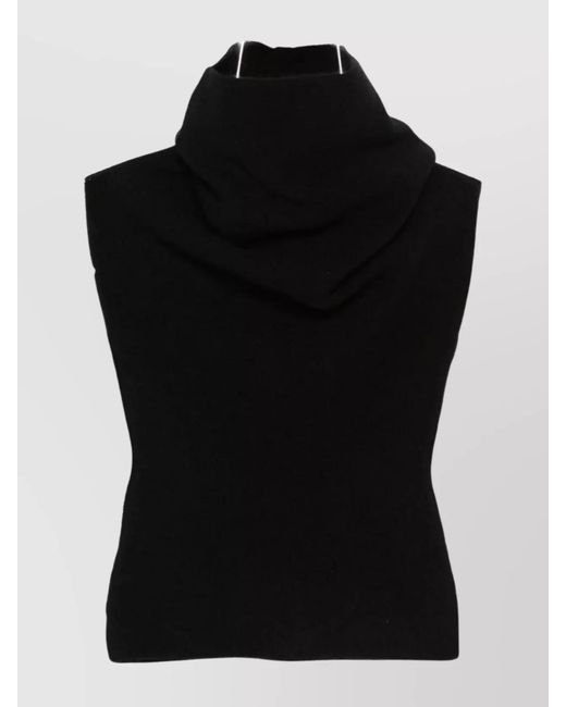 Rick Owens Black Alpaca Wool Sleeveless Cowl Neck Knitted Top