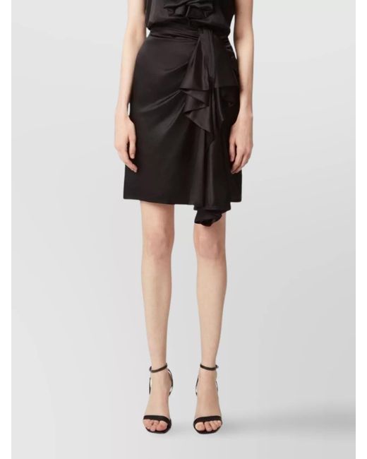 Nina Ricci Black Silk-Blend High-Rise Asymmetric Draped Midi Skirt