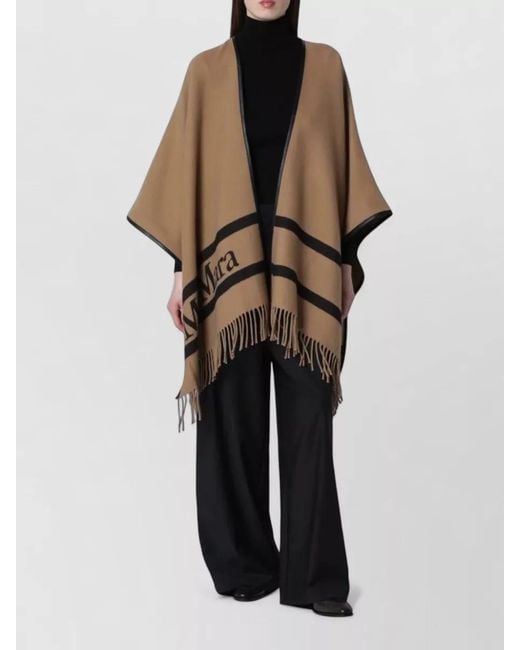 Max Mara Multicolor Fringe Trim Open Front Long Coat