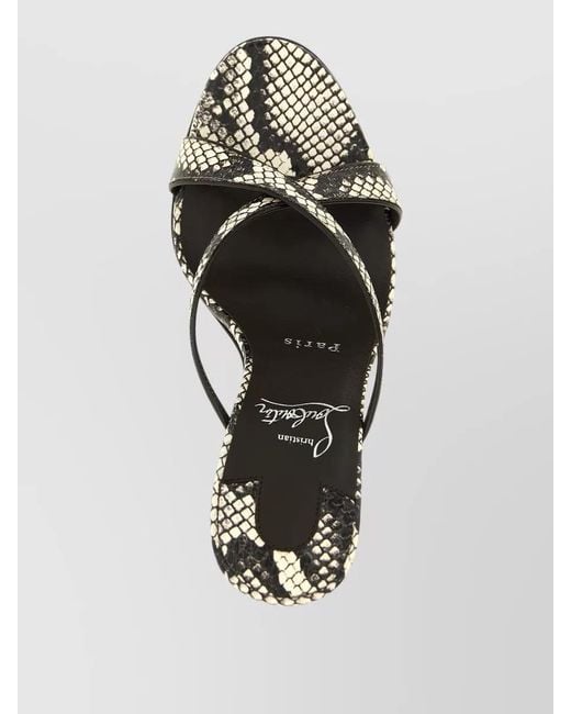 Christian Louboutin Red Mulazee Cross Strap Snakeskin Open Toe Mules