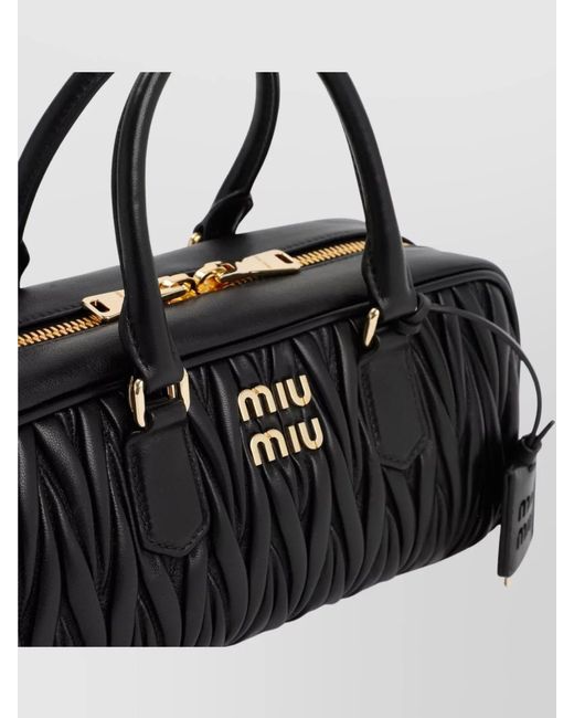 Miu Miu Black Arcadie Lamb Leather Shoulder Bag