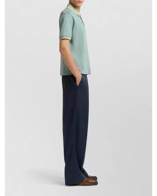 Marni Green Jacquard Knit Polo Shirt Short Sleeves for men