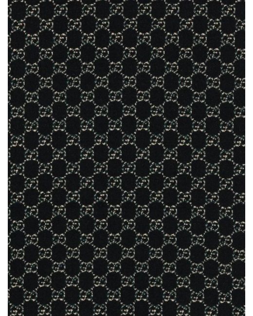 Gucci Black Reversible Geometric Wool Scarf Fringe Detailing for men