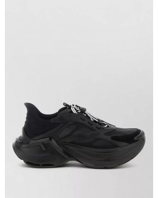 Fendi Black F Light Sneakers Chunky Sole Mesh Panels