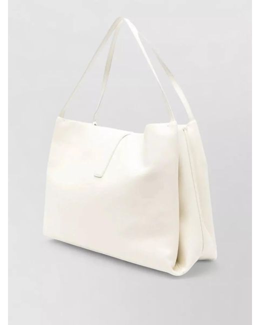 Ferragamo White Medium Shoulder Bag Buckle Detail Handle