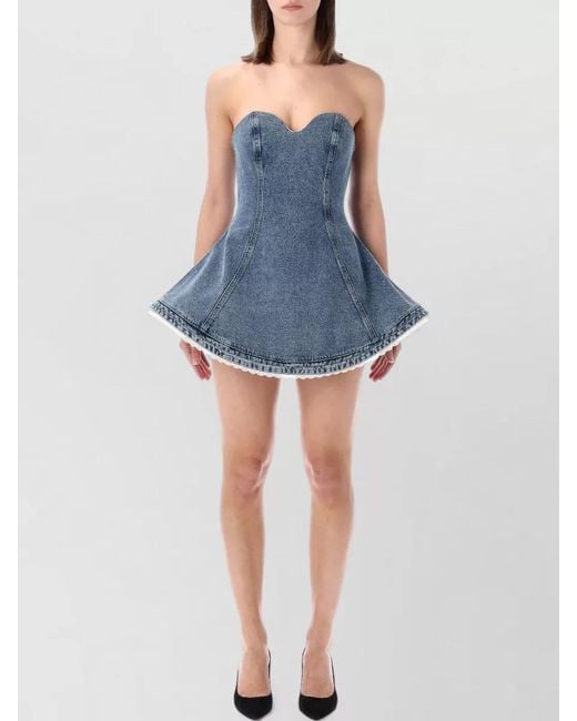 Magda Butrym Blue Denim Strapless Bustier Mini Dress