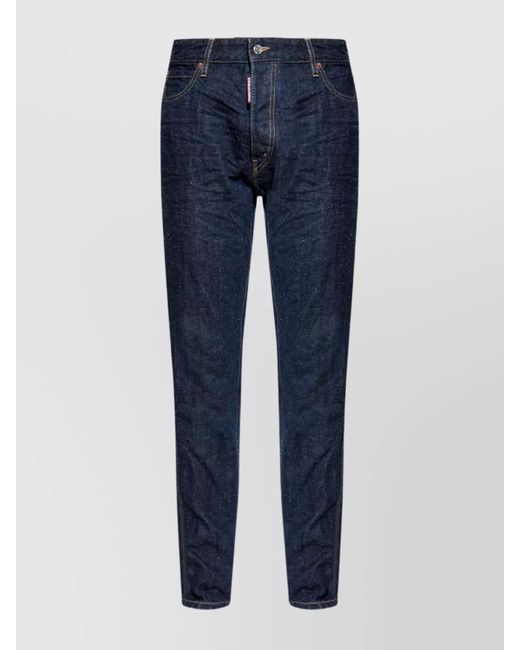 DSquared² Blue Speckled Straight-Leg Trousers for men