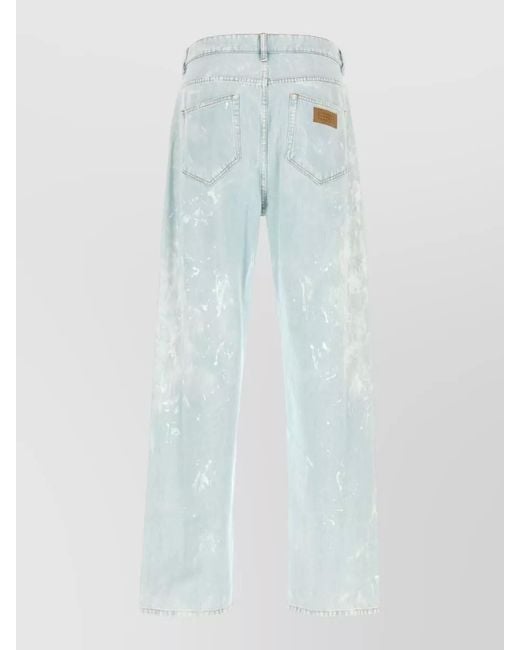 MM6 by Maison Margiela Blue Straight Leg Denim Jeans Belt Loops Distressed for men