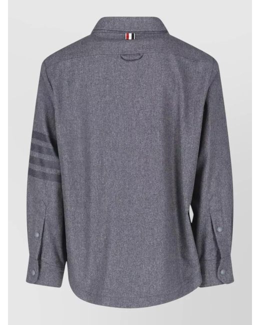 Thom Browne Blue Jacket Straight Cut Chest Pocket Striped Detail for men