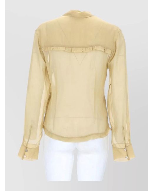 Paloma Wool Natural Eralda Collared Sheer Shirt Ruffled Back
