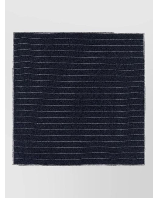 Brunello Cucinelli Blue Double Face Wool Square Scarf Layering for men