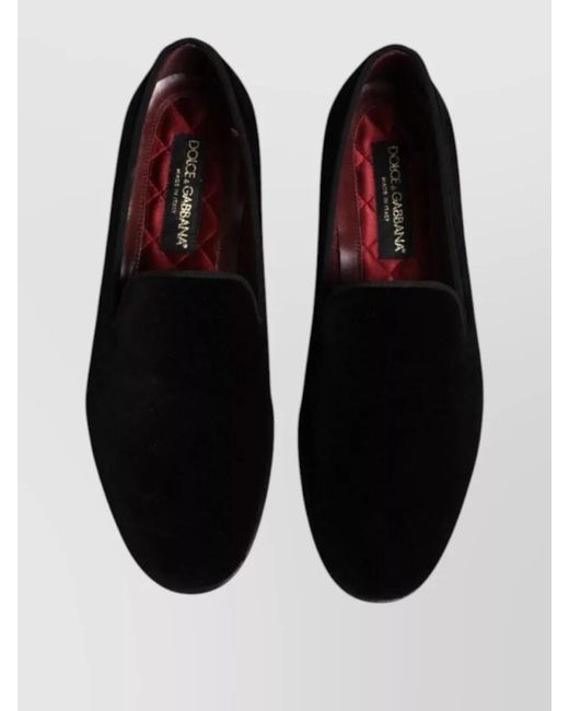 Dolce & Gabbana Black Velvet Slip-On Loafers for men