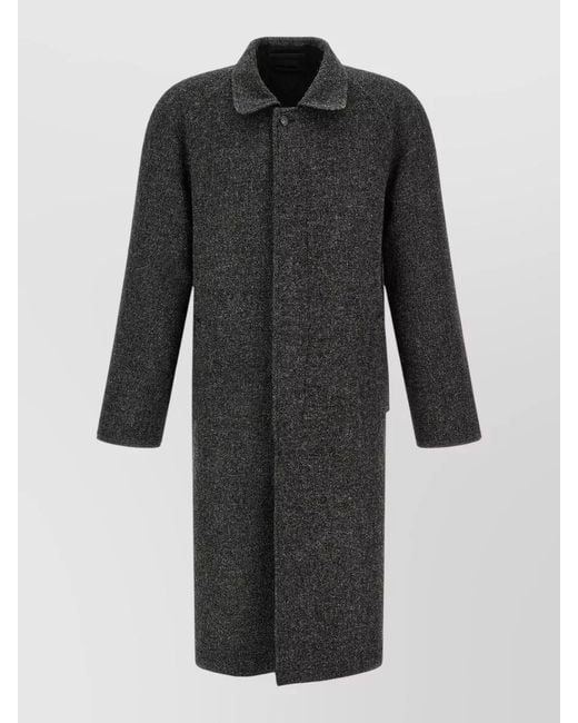 Prada Black Reversible Raglan Coat Relaxed Straight Cut for men